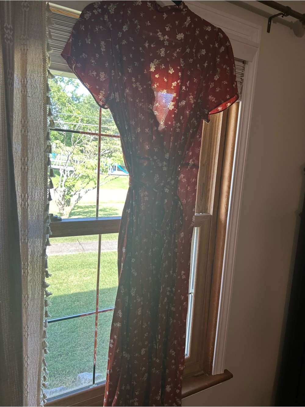 Madewell Rust Floral Maxi Dress with Tie Waist